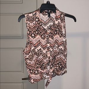 Botton down knotted shirt - Pink/Black